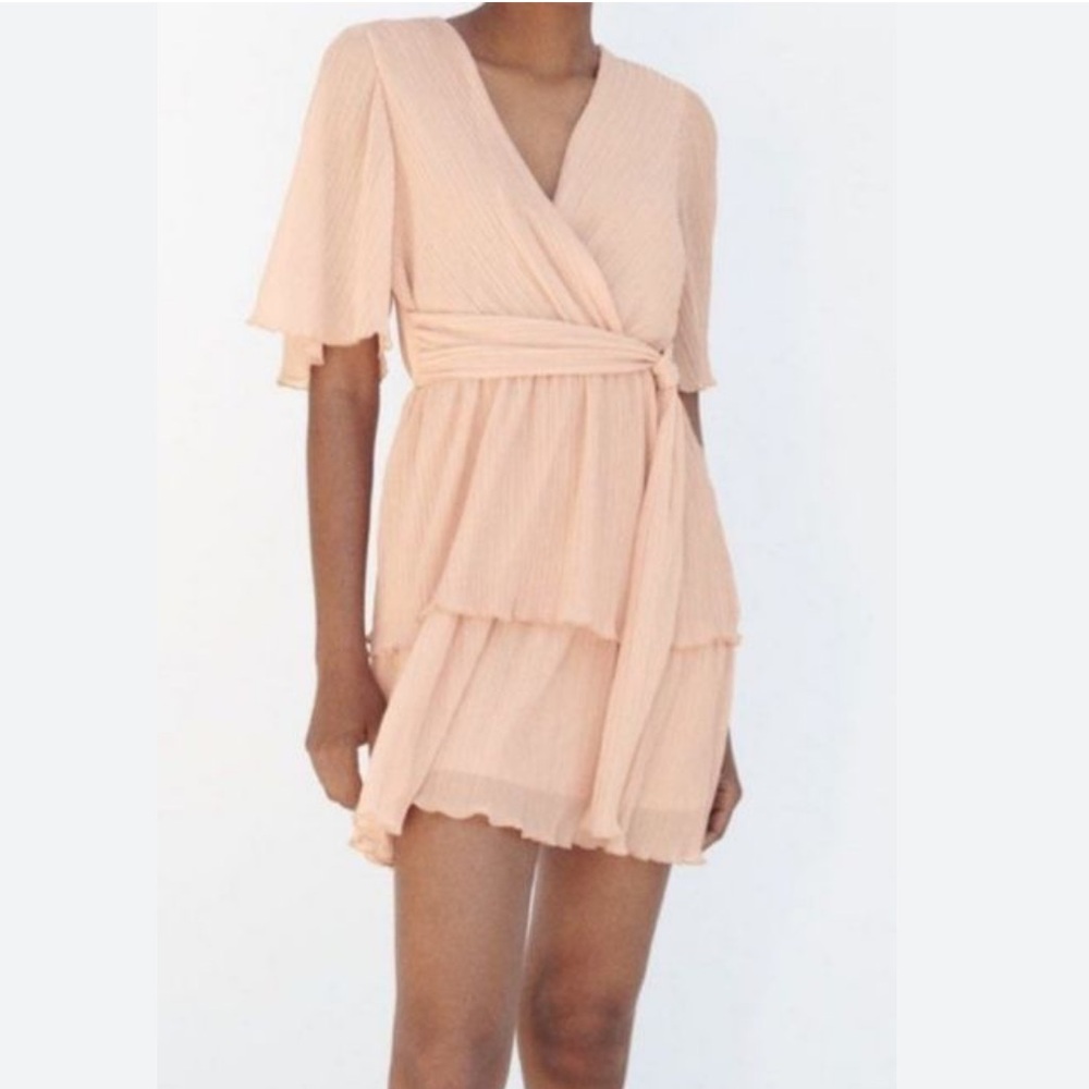 Zara mini dress, pleated, sheer